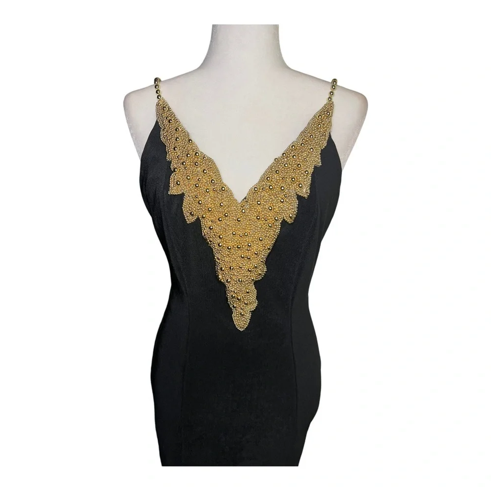 Vintage Beaded Black Cocktail Dress 80’s 10 - Picture 2 of 7